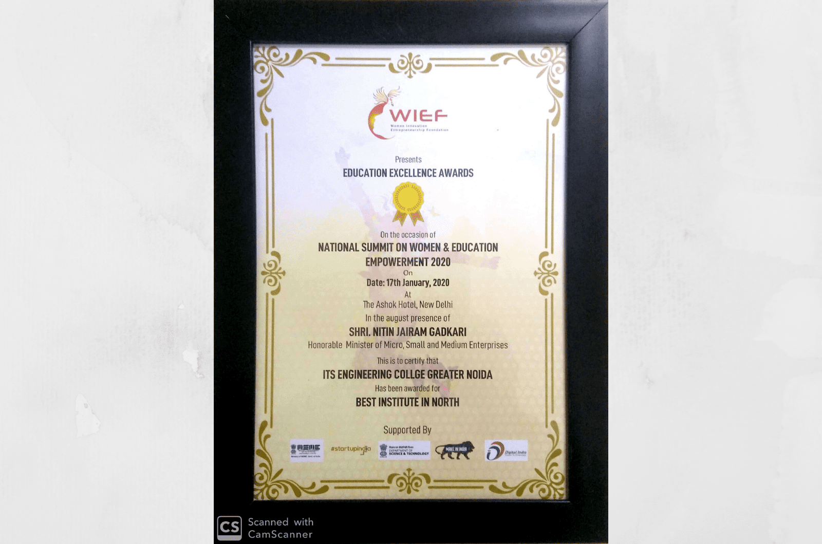 WIEF Education Excellence Award photo frame