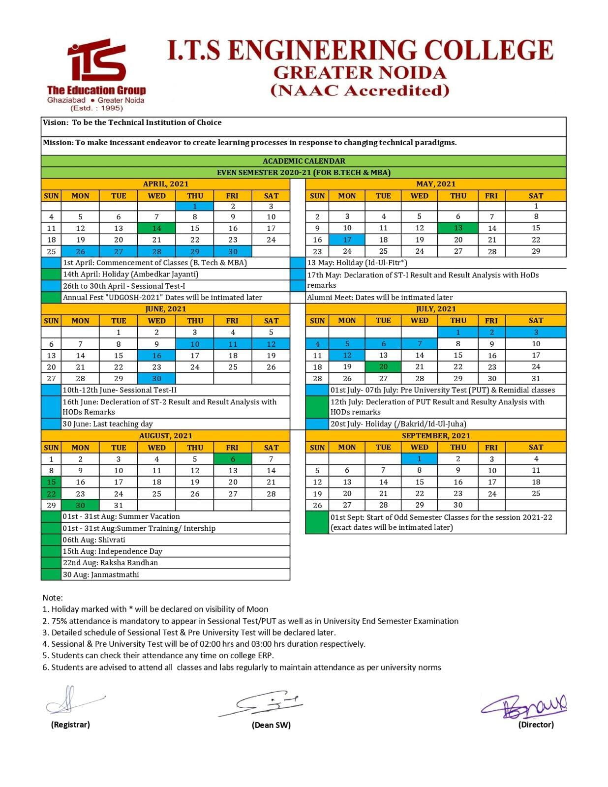Btech Syllabus And Academic Calendar Its Engineering College
